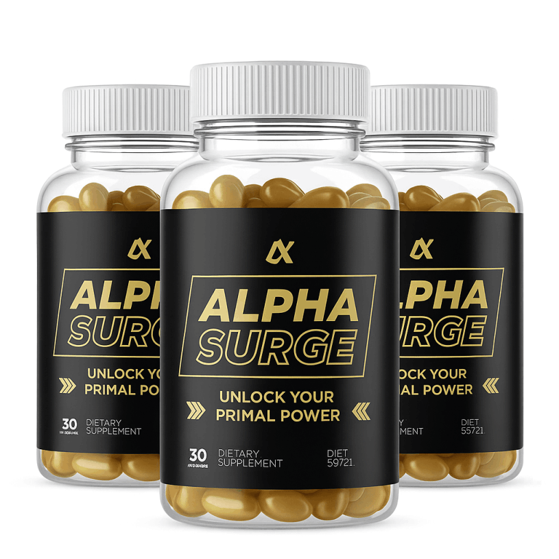 Alpha Surge™ Natural Male Performance Supplement — 3 Bottle Pack, Unlock Your Primal Power